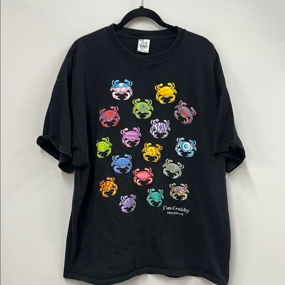 Delta Other - Vintage Black T-Shirt with “I’m crabby” Colorful Crab Design 2XL